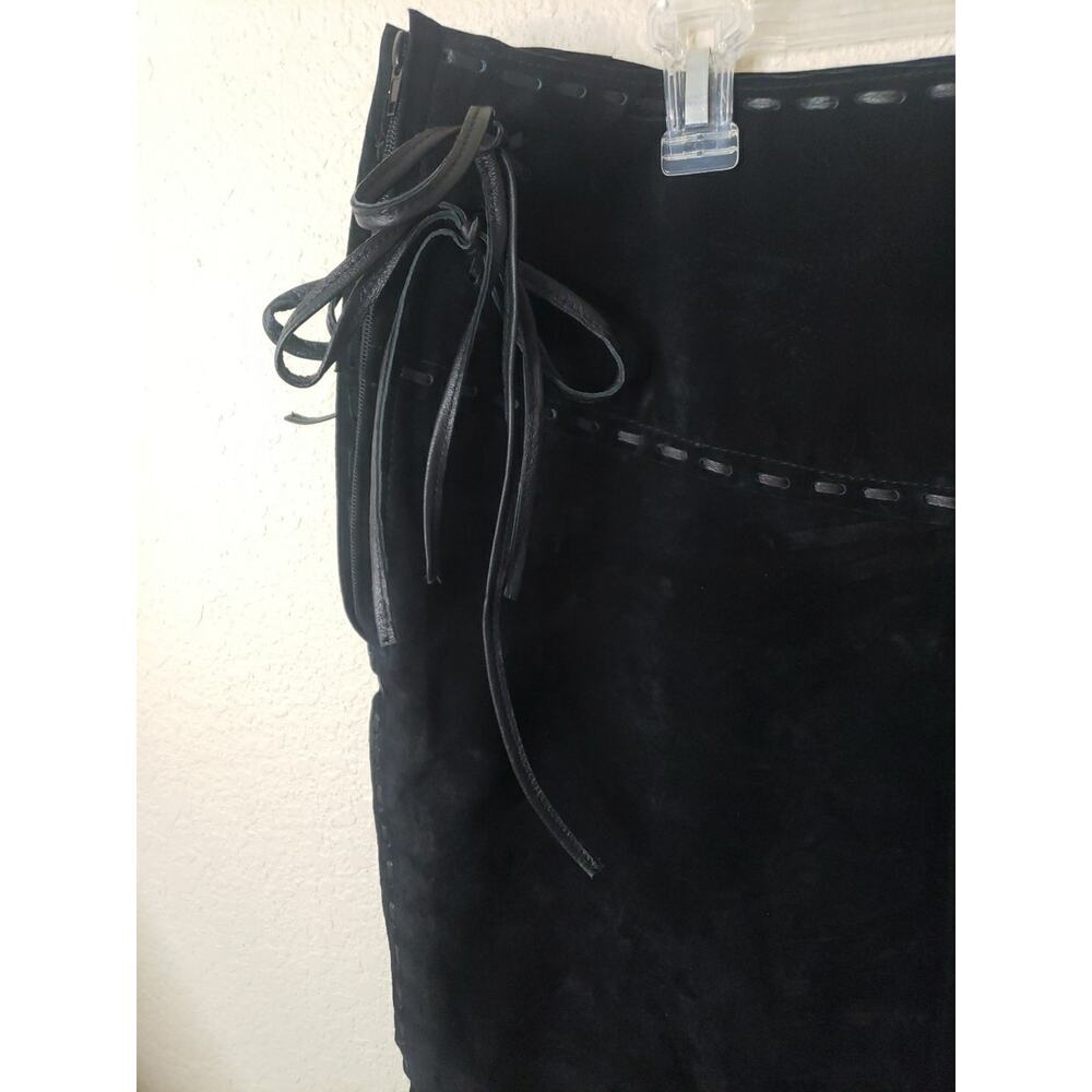 Scully Leather Womens Long Suede Fringe Skirt Black Size XL Western Country - Picture 5 of 13
